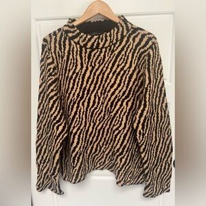 Ann Taylor Black and Tan Cowl Neck Sweater